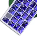 Boutons en verre rectangulaires bleus strass double trou couture cristal plat bricolage. - 8x10mm 48 Pièces/Paquet / Bleu Roi