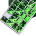 Strass rectangulaires en verre à coudre boutons en cristal à double trou pour vêtements - 8x10mm 48 Pièces/Paquet / Vert Herbe