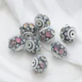 DIY colorful flower ball beads rhinestone charm spacer for handmade bracelet making - 22mm / Multicolor