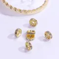 Cuentas espaciadoras de estrass doradas para joyeria DIY pulsera accesorios ruedas. - 4mm 50 Piezas/Paquete / Dorado Blanco