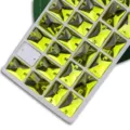 Strass en verre rectangulaire à double trou pour accessoires de vêtements et décorations DIY - 8x10mm 48 Pièces/Paquet / Jaune Citron