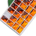 Boutons en cristal de verre à double trou rectangulaires orange strass à coudre pour vêtements - 8x10mm 48 Pièces/Paquet / Rouge Orangé