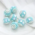 DIY Blue Flower Beads Diamond Bead Charms for Beading Pens Bag Chains Bracelets 10pcs - 22mm / Lake Blue
