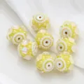 Yellow DIY flower beads with pearls and diamond inserts for custom bracelet and pen making. - 22mm / Gold-Yellow