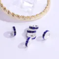 Blaue Strass Rad Abstandsperlen silberfarben DIY Schmuck Zubehör Komponenten Basteln - Silber & Dunkelblau