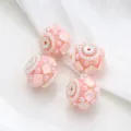 Pink DIY floral bead charms with metal core, perfect for handmade bracelets, pens and bag chains. - 22mm / Water Red
