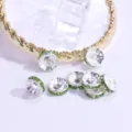 Grüne Strass Abstandsperlen DIY Schmuckherstellung Metall Rad Charms Armband Komponenten - Silberner Rahmen Hellgrüne Gläser