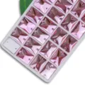 Strass de couture en verre rectangulaire rose à double trous pour vêtements et accessoires. - 8x10mm 48 Pièces/Paquet / Rose
