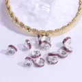 DIY Strass Abstandshalter Perlen lila Kristall Rad Anhänger für Armbänder Schmuckherstellung - Silber und Rosarot