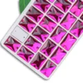 Bouton strass en verre rectangulaire à double trou dos plat à coudre accessoires de bricolage - 8x10mm 48 Pièces/Paquet / Rouge Rose