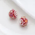 Red DIY flower ball bead with pearl and crystal charms for bracelet necklace making - 22mm / Bright Red