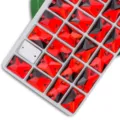 Strass de couture en verre rouge rectangulaire à double trou pour la décoration de vêtements - 8x10mm 48 Pièces/Paquet / Rouge Vif