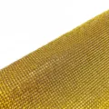 Gold hot fix rhinestone mesh sheet self adhesive crystal trim for DIY clothing crafts apparel. - Gold 1