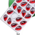 Estrases de lágrima para coser pedrería de cristal plano para manualidades decoración de vestidos - 13x22mm 20 Piezas/Paquete / Rojo