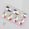 Cristales para coser en gota, 22x38mm estras de vidrio AB para manualidades y vestidos, 7pcs - 11x18mm 28 Piezas/Paquete / Color AB