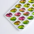 Strass de lágrima de vidrio para coser con doble agujero, accesorios artesanales de cristal. - 11x18mm 28 Piezas/Paquete / Colorido