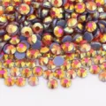 Flatback crystal rhinestones for DIY crafts, sparkling glass gems with hot fix glue backs. - 39 Orange Red AB / SS6 (~1.9-2.0mm) 1440 Pcs