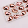 Piedras de costura de lágrima de oro rosa 17x28mm de cristal para decoración de ropa DIY - 13x22mm 20 Piezas/Paquete / Rosa oro