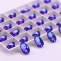 Strases de vidrio en forma de gota azul morado para accesorios de disfraces de bricolaje - 17x28mm 12 Piezas/Paquete / 49 Llama Azul