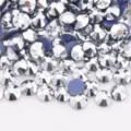 Flatback glass crystal rhinestones in silver with blue hotfix glue backing for DIY crafts. - No. 34 Mine Silver / SS6 (~1.9-2.0mm) 1440 Pcs