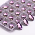 Cristales de vidrio strass en forma de gota violeta para coser en trajes de baile y accesorios. - 17x28mm 12 Piezas/Paquete / 53 Morado Claro Rojo Rosa