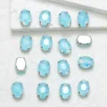 Oval glass rhinestones with claw settings, light blue AB crystal DIY clothing accessories details. - 10x14mm 20 Pcs/Pack / 47 Lake Blue Opal Mocha