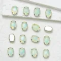 Oval glass sew-on rhinestones with metal claw settings for DIY clothing and jewelry crafts. - 51 Crystal Yellow Opal Mocha