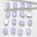 Oval glass rhinestones detail with claw settings, ideal for DIY fashion accessories. - 52 Light Purple Opal Mocha
