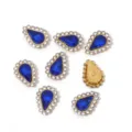 Blue Teardrop Rhinestone Claw Buttons DIY Clothing Hair Accessories Craft Supplies - Inner Rhinestones 6x10mm, 100 Pcs/Pack / 07 Dark Blue
