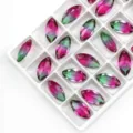Farbverlauf Glas Strass Markise Anhänger für DIY handgefertigte Schmuck Ohrringe Zubehör. - 9x18mm (10 Stk/Packung) / Rosa-Grün-Verlauf