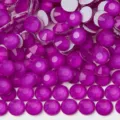 Strass à dos plat rose néon rond pour vêtements de danse DIY et accessoires de couture. - 128 Violet foncé fluorescent