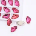K9 crystal glass sew-on rhinestones with holes, fancy shape rhinestone for garments dress DIY. - Rose Red