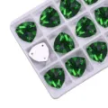 Green fat triangle sew-on rhinestones glass flatback crystals for DIY garments accessories. - 08 Grass Green