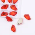 Red axe shape sew on glass rhinestones crystals for DIY garments dress accessories 10pcs - Bright Red