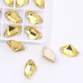 K9 glass sew-on crystal rhinestones gold axe shape for wedding dress garments accessories - Golden Yellow