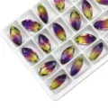 Marquise Glas Strass Anhänger Farbverlauf Kristall DIY Ohrring Schmuckherstellung Zubehör - 9x18mm (10 Stk/Packung) / Lila Gelber Farbverlauf
