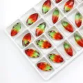 Markise Farbverlauf Glas Strass Anhänger für DIY Ohrringe und stilvolle Schmuck Zubehör. - 9x18mm (10 Stk/Packung) / Rot-Grüner Verlauf
