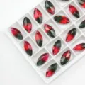 Markise Glas-Strasssteine mit rot-grünem Farbverlauf für DIY Schmuck Ohrringe Anhänger. - 9x18mm (10 Stk/Packung) / Rot-Grüner Verlauf