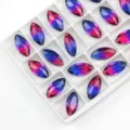 Estrás de vidrio marquesa degradado colgante agujero único DIY accesorios de joyería para aretes. - 9x18mm (10 pzas/paquete) / Degradado Azul-Rosa