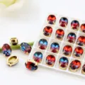Οβάλ Στράς με Νύχια 10x14mm Κρύσταλλα K9 με Χρυσή Βάση για Χειροποίητα Αξεσουάρ Ρούχων DIY - 10x14mm 10 Κομμάτια/Πακέτο / Χρυσό δίχαλο 04