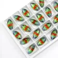 Verlaufende Markise Glas Kristall Strasssteine Einzelloch DIY Schmuck Anhänger Perlen - 9x18mm (10 Stk/Packung) / Irisierender Verlauf