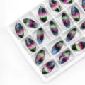 Farbverlauf Navette Glas Strass Anhänger Einzelloch DIY Schmuckherstellung Zubehör - 9x18mm (10 Stk/Packung) / Rosa Grün Blau Farbverlauf