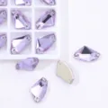 Lavender axe-shaped sew-on glass rhinestones for dress decoration, colorful faceted crystal beads. - 46 Light Purple