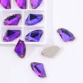 Purple axe shaped glass sew on rhinestones for dress clothing accessory variant. - 48 Fuchsia Magic Blue