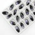 Colgante estrás vidrio degradado marquise agujero único accesorio joya DIY variante. - 9x18mm (10 pzas/paquete) / Degradado Púrpura Negro