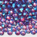 Purple glass flatback rhinestones for nail art, dazzling aurora crystal diamonds for DIY crafts. - SS6 Approx. 1440 Pcs / 1.9-2.0mm / 45 Purplish Red AB