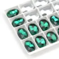 Ovale spitse kristallen glazen strass steentjes, groene en zilveren nail art accessoires - 13x18 mm 10 stks / 09 Pauwgroen (blauwe zirkonia)