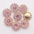 Coser botones pedrería girasol 14mm cristal rosa base metálica para ropa manualidades - 50 Piezas/Paquete / Rosa Claro