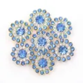 Strass redondos de girasol para coser de 14mm con base dorada y cristales azules de ropa - 50 Piezas/Paquete / Azul claro