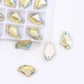 Crystal glass sew-on rhinestones with AB coating, perfect for dress garment DIY decoration. - 60 Metal Sunshine